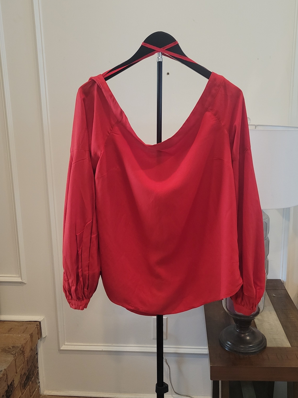 Anthropologie Floreat Red Balloon Sleeve Blouse